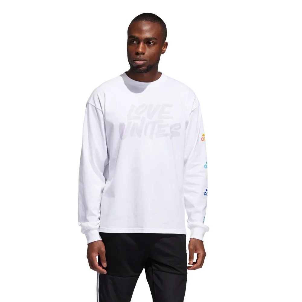 Adidas White “Love Unites” Pride Long Sleeve Tee